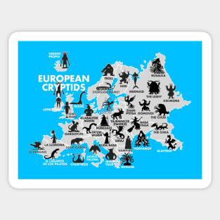 Map of Cryptids in Europe Sticker
